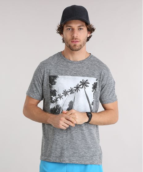 Camiseta-Masculina-Manga-Curta-Gola-Careca-com-Estampa-de-Coqueiros-Cinza-Mescla-9125861-Cinza_Mescla_1