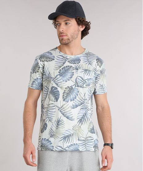 Camiseta-Masculina-Estampada-de-Folhagem-com-Bolso-Manga-Curta-Gola-Careca--Verde-Clara-9159639-Verde_Clara_1