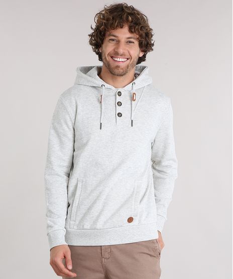 Blusao-Masculino-com-Botoes-em-Moletom-com-Capuz-Bolso-Canguru-Manga-Longa-Cinza-Mescla-Claro-8842272-Cinza_Mescla_Claro_1