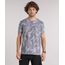 Camiseta-Masculina-Estampada-de-Folhagem-com-Bolso-Manga-Curta-Gola-Careca--Cinza-Escura-9159639-Cinza_Escura_1