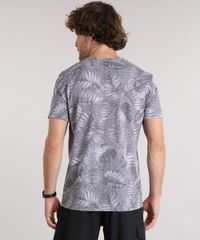 Camiseta-Masculina-Estampada-de-Folhagem-com-Bolso-Manga-Curta-Gola-Careca--Cinza-Escura-9159639-Cinza_Escura_2