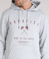 Blusao-Masculino-em-Moletom--Paradise--com-Capuz-Bolso-Canguru-Manga-Longa-Cinza-Mescla-Claro-8830969-Cinza_Mescla_Claro_4