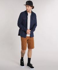 Camisa-Masculina-Xadrez-Manga-Longa-com-Bolsos--Azul-Marinho-9117427-Azul_Marinho_3