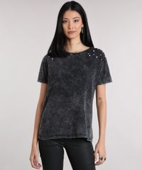 Blusa-Feminina-Marmorizada-com-Perolas-Manga-Curta-Decote-Redondo-Preta-9148876-Preto_1