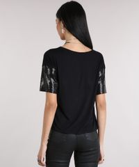 Blusa-Feminina--The-Love-of-My-Life-is-Myself--com-Mangas-Curtas-em-Paete-e-Decote-Redondo-Preta-9133069-Preto_2