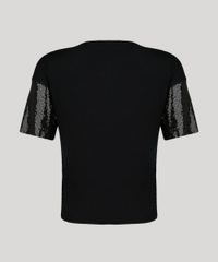 Blusa-Feminina--The-Love-of-My-Life-is-Myself--com-Mangas-Curtas-em-Paete-e-Decote-Redondo-Preta-9133069-Preto_6