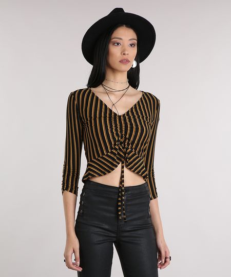 Blusa-Feminina-Cropped-Listrada-com-Franzidos-Decote-V-Manga-3-4-Preta-9218525-Preto_1 Blusa-Feminina-Cropped-Listrada-com-Franzidos-Decote-V-Manga-3-4-Preta-9218525-Preto_1