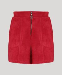 Short-Feminino-em-Suede-com-Ziper-Cintura-Alta-Frontal-e-Bolsos-Vinho-9163259-Vinho_5