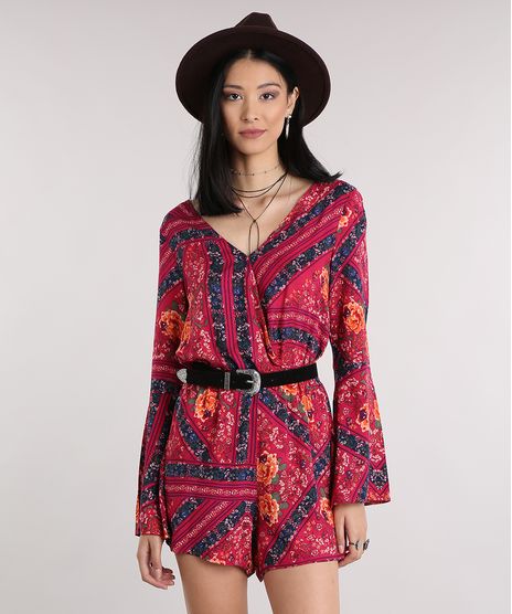 Macaquinho-Feminino-Estampado-Floral-Manga-Longa-Decote-V-Rosa-Escuro-8905820-Rosa_Escuro_1