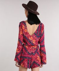 Macaquinho-Feminino-Estampado-Floral-Manga-Longa-Decote-V-Rosa-Escuro-8905820-Rosa_Escuro_2