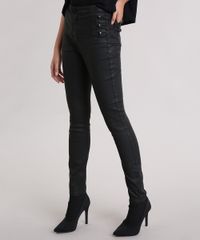 Calca-Feminina-Super-Skinny-Resinada-com-Botoes-Preta-9113403-Preto_1