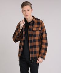 Jaqueta-Masculina-Xadrez-com-Bolsos-Caramelo-8883315-Caramelo_1