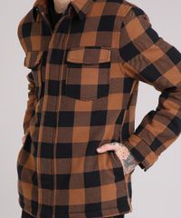 Jaqueta-Masculina-Xadrez-com-Bolsos-Caramelo-8883315-Caramelo_4