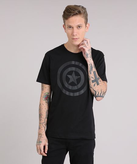 Camiseta-Masculina-Capitao-America-Manga-Curta-Gola-Careca-Preta-8527794-Preto_1