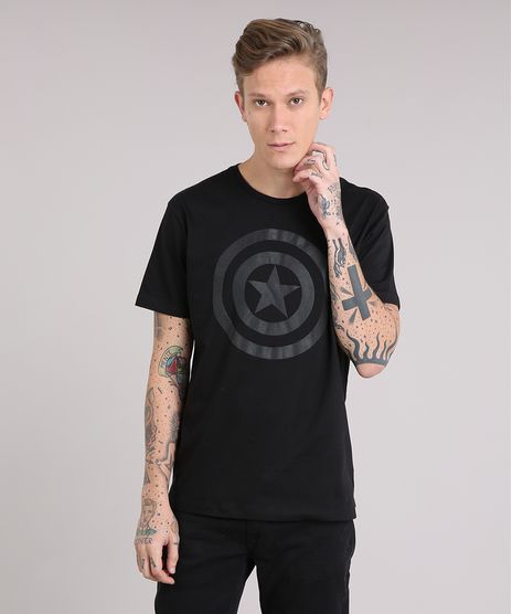 Camiseta-Masculina-Capitao-America-Manga-Curta-Gola-Careca-Preta-8527794-Preto_1