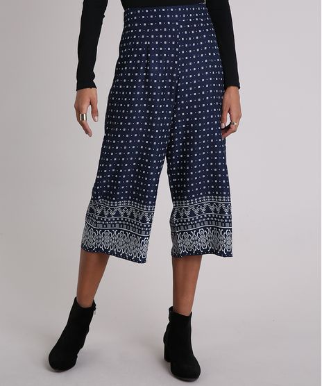 Calca-Feminina-Pantacourt-Estampada-Floral-Cintura-Alta-Azul-Marinho-8903330-Azul_Marinho_1
