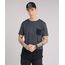 Camiseta-Masculina-Longa-com-Recorte-e-Bolso-Manga-Curta-Gola-Careca-Cinza-Mescla-Escuro-9153499-Cinza_Mescla_Escuro_1