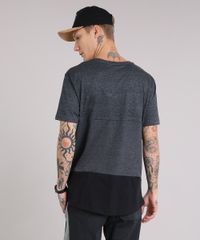 Camiseta-Masculina-Longa-com-Recorte-e-Bolso-Manga-Curta-Gola-Careca-Cinza-Mescla-Escuro-9153499-Cinza_Mescla_Escuro_2