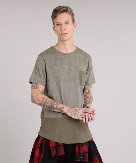 Camiseta-Masculina-Longa-com-Recorte-e-Bolso-Manga-Curta-Gola-Careca-Verde-9153499-Verde_1