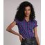 Camisa-Feminina-Xadrez-Manga-Curta-com-Franzido-Azul-Marinho-9102842-Azul_Marinho_1
