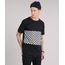 Camiseta-Masculina-com-Recorte-Estampado-Quadriculado-Manga-Curta-Gola-Careca-Preta-9204676-Preto_1