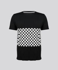 Camiseta-Masculina-com-Recorte-Estampado-Quadriculado-Manga-Curta-Gola-Careca-Preta-9204676-Preto_5