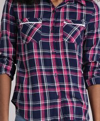 Camisa-Feminina-Xadrez-Manga-Longa-com-Renda-Azul-Marinho-9102851-Azul_Marinho_4