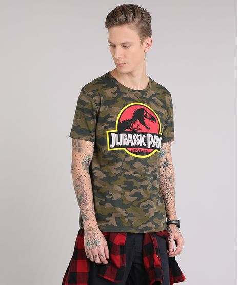 Camiseta-Masculina-Jurassic-Park-Estampada-Camuflada-Manga-Curta-Gola-Careca-Verde-9154214-Verde_1