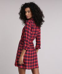 Vestido-Chemise-Feminino-Xadrez-Manga-Longa-Vermelha-8917639-Vermelho_2