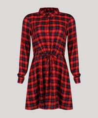 Vestido-Chemise-Feminino-Xadrez-Manga-Longa-Vermelha-8917639-Vermelho_5