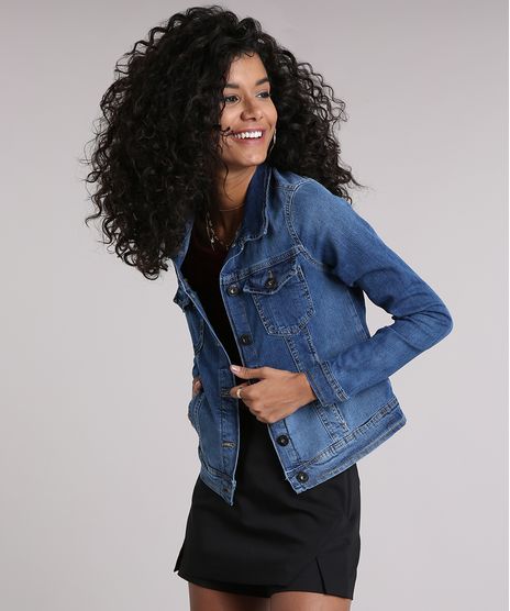 Jaqueta-Jeans-Feminina-com-Bolsos-e-Elastano-Azul-Medio-9195856-Azul_Medio_1