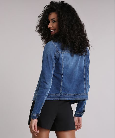 jaqueta jeans com elastano