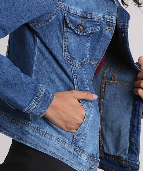 jaqueta jeans com lycra