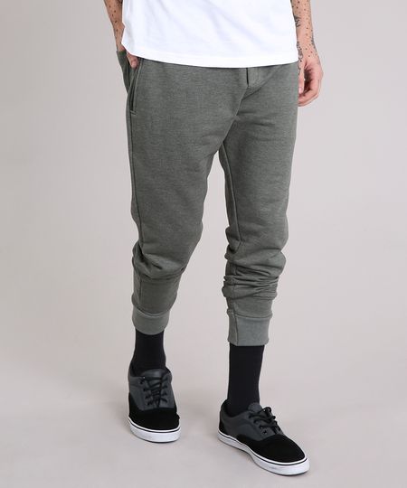 Calca-Masculina-Jogger-em-Moletom-com-Bolsos-Verde-Militar-8585545-Verde_Militar_1