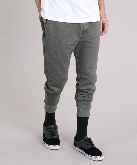 Calca-Masculina-Jogger-em-Moletom-com-Bolsos-Verde-Militar-8585545-Verde_Militar_1