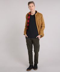 Jaqueta-Masculina-com-Forro-Xadrez-em-Flanela-com-Bolsos-Caramelo-8868343-Caramelo_3