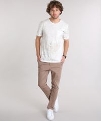 Camiseta-Masculina-Estampada-de-Folhagem-com-Bolso-Manga-Curta-Gola-Careca--Off-White-8905743-Off_White_3