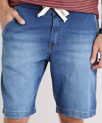 Bermuda-Jeans-Masculina-Reta-com-Cordao-e-Bolsos-Azul-Medio-9130931-Azul_Medio_4