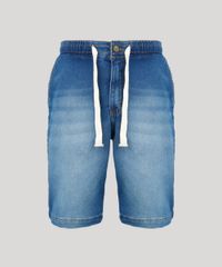 Bermuda-Jeans-Masculina-Reta-com-Cordao-e-Bolsos-Azul-Medio-9130931-Azul_Medio_5