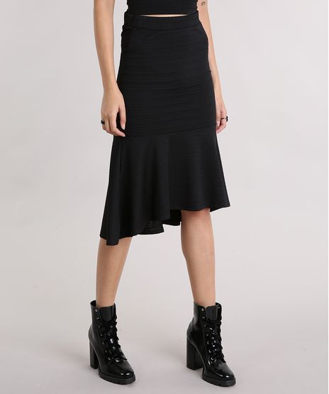 Saia-Feminina-Midi-Assimetrica-com-Babados-Preta-9163271-Preto_1