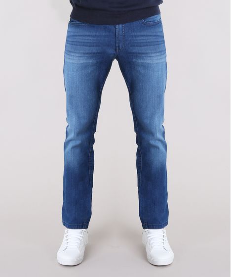 calça jeans masculina reta com elastano