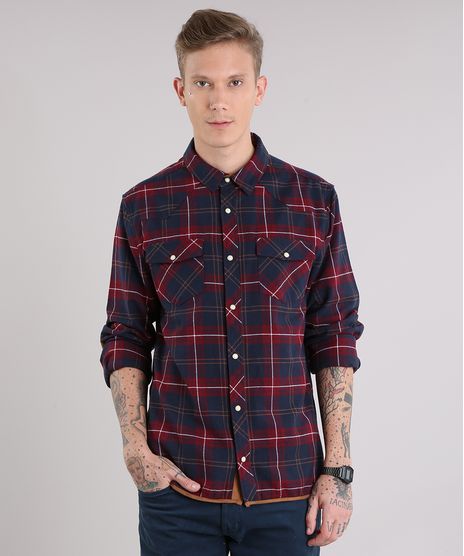 Camisa-Masculina-Xadrez-em-Flanela-com-Suede-Manga-Longa-Azul-Marinho-8886269-Azul_Marinho_1