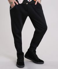 Calca-Masculina-Jogger-em-Moletom-com-Bolsos-e-Ziper-Preta-8862130-Preto_1