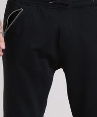 Calca-Masculina-Jogger-em-Moletom-com-Bolsos-e-Ziper-Preta-8862130-Preto_4