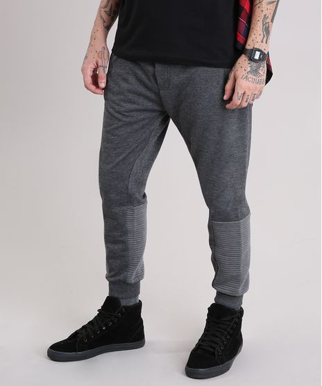 Calca-Masculina-Jogger-em-Moletom-com-Bolsos-e-Ziper-Cinza-Mescla-Escuro-8834560-Cinza_Mescla_Escuro_1