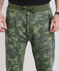 Calca-Masculina-Jogger-em-Moletom-Estampada-Camuflada-com-Bolsos-e-Ziper-Verde-Militar-8834554-Verde_Militar_4
