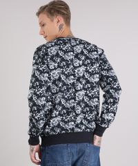 Blusao-Masculino-Estampado-Floral--Los-Angeles-Fever--em-Moletom-Manga-Longa-Gola-Careca-Preto-8829638-Preto_2
