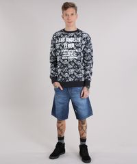Blusao-Masculino-Estampado-Floral--Los-Angeles-Fever--em-Moletom-Manga-Longa-Gola-Careca-Preto-8829638-Preto_3