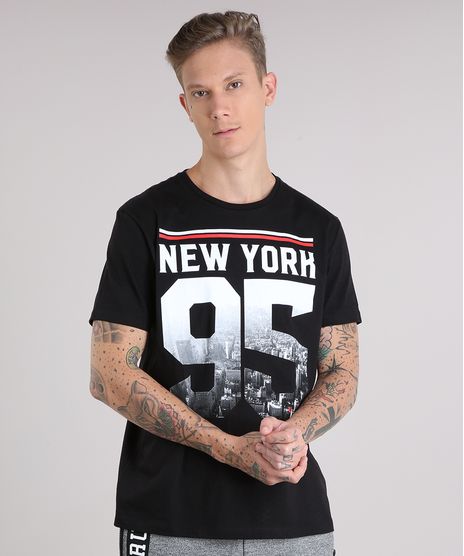 Camiseta-Masculina--New-York-95--Manga-Curta-Gola-Careca-Preta-9102766-Preto_1