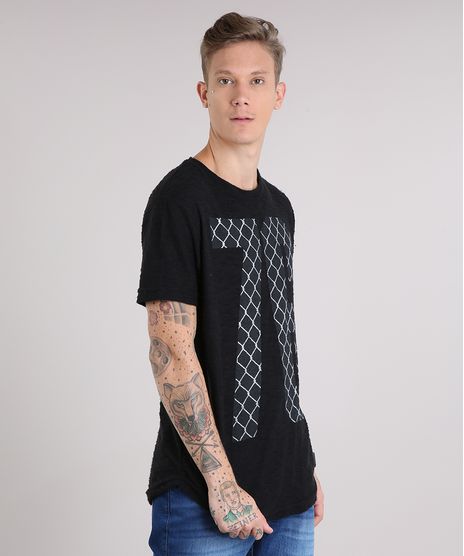 Camiseta-Masculina-Longa--76--Manga-Curta-Gola-Careca-Preta-8524185-Preto_1